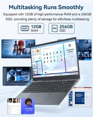 15.6 Inch Laptop Computer, 12GB RAM 256GB SSD, Pentium 6500Y in Kuwait