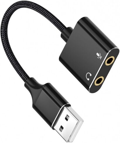 USB to 3.5mm Adapter USB External Sound Card with High Sensitivity Microphone and Real Time External Adapter in Kuwait