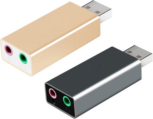 USB Sound Card with Headphone and Microphone Adapter, Easy to Carry Auditory Converter Metal Enclosure USB Converter Card in Kuwait