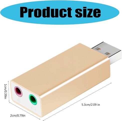 USB Sound Card with Headphone and Microphone Adapter, Easy to Carry Auditory Converter Metal Enclosure USB Converter Card in Kuwait