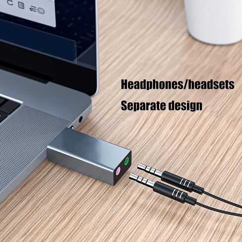 USB Sound Card with Headphone and Microphone Adapter, Easy to Carry Auditory Converter Metal Enclosure USB Converter Card in Kuwait