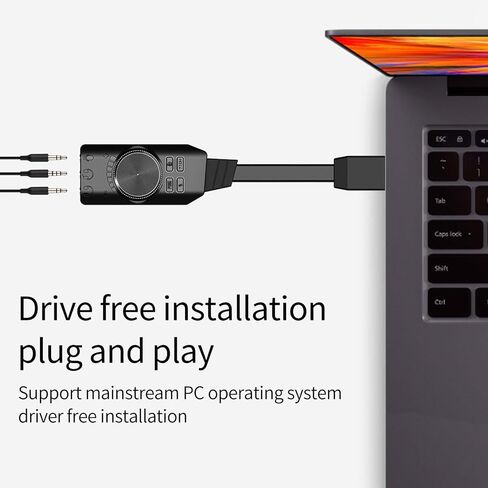 banapoy USB Sound Card, 7.1 Surround Sound External Stereo Audio Adapter with Volume Control and Mic Mute for PC Laptop Desktop Gaming Headset in Kuwait