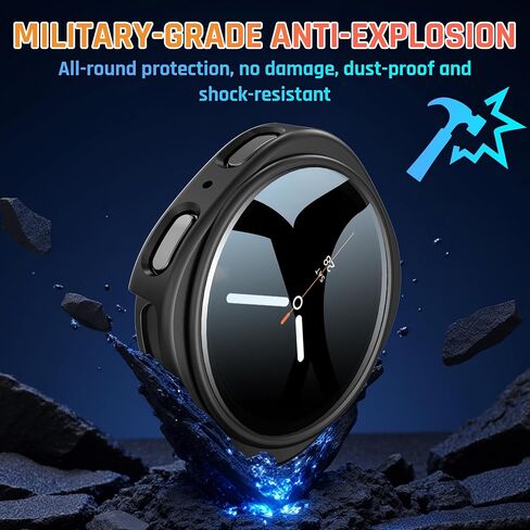 3 Pack Case for Samsung Galaxy Watch 8 44mm,Hard PC Case + Tempered Glass Screen Protector Cover for Samsung Galaxy Watch 8 44mm[ Touch Sensitive ],[Scratch Resistant],[Accurate Fit] in Kuwait