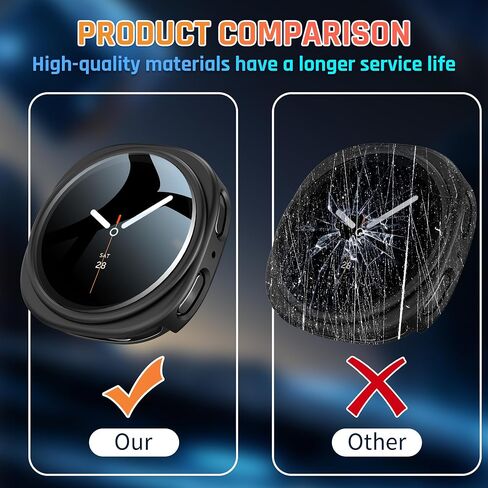 3 Pack Case for Samsung Galaxy Watch 8 44mm,Hard PC Case + Tempered Glass Screen Protector Cover for Samsung Galaxy Watch 8 44mm[ Touch Sensitive ],[Scratch Resistant],[Accurate Fit] in Kuwait