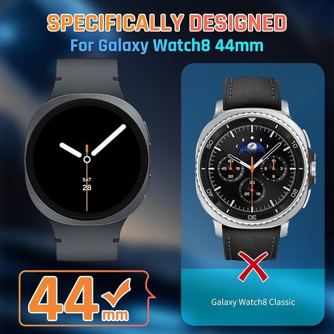 3 Pack Case for Samsung Galaxy Watch 8 44mm,Hard PC Case + Tempered Glass Screen Protector Cover for Samsung Galaxy Watch 8 44mm[ Touch Sensitive ],[Scratch Resistant],[Accurate Fit] in Kuwait