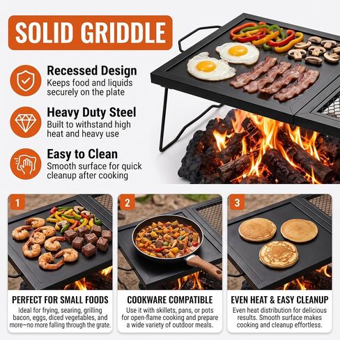 Elsjoy 21" Folding Campfire Grill with Mesh Grate, Lockable Leg, Canvas Bag in Kuwait