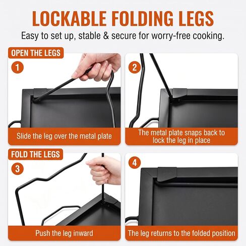 Elsjoy 21" Folding Campfire Grill with Mesh Grate, Lockable Leg, Canvas Bag in Kuwait