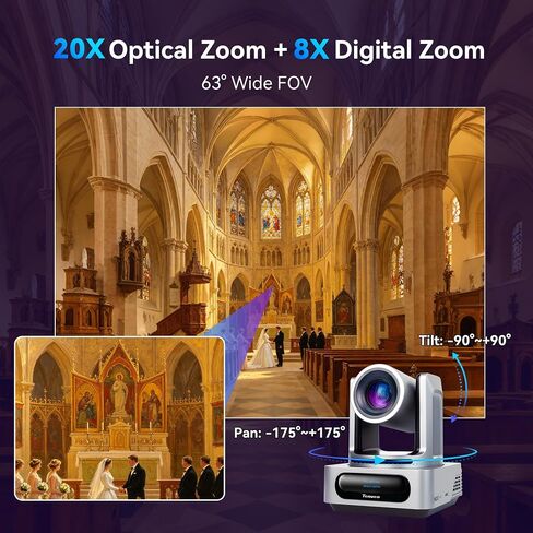 Tenveo PTZ Camera and Controller Bundle - 4K NDI 6 NDI HX3 PTZ Camera(3PCS) 20X Zoom AI HDMI/USB3.0/LAN(PoE) + 7'' Quad-Screen NDI Joystick Controller + PoE Switch Kit for Church Events Live Streaming in Kuwait
