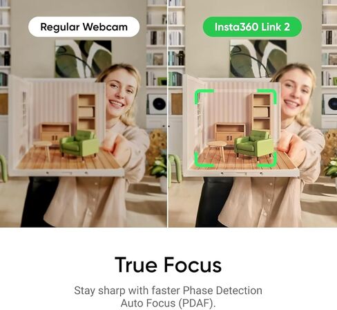Insta360 Link 2-PTZ 4K Webcam with 1/2" Sensor, AI Tracking, Gesture Control, HDR, Noise-Canceling Mic, Webcam for Laptop, Live Streaming, Gaming (with Tripod Selfie Stick) in Kuwait
