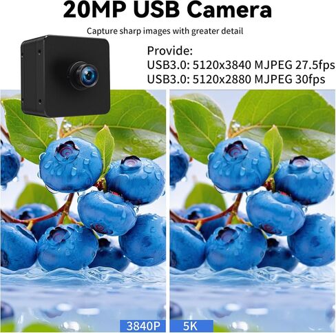 Industrial USB Camera, 20MP High Resolution, 85° No Distortion Lens in Kuwait