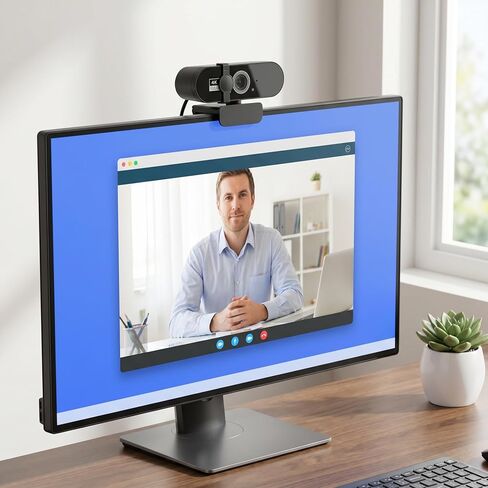 1080P Quad HD Webcam with Wide-Angle Lens USB Plug and Play PC Camera with Privacy Cover Noise-Canceling Mic for Video Calls in Kuwait