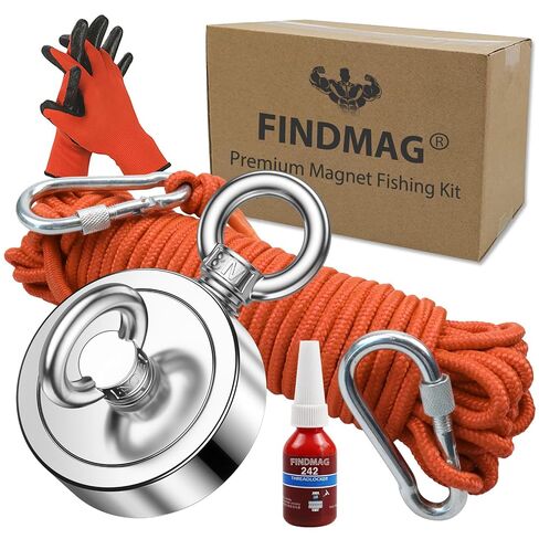 FINDMAG 1725 LBS Fishing Magnet Kit, 3.7 Inch Neodymium Fishing Magnet in Kuwait