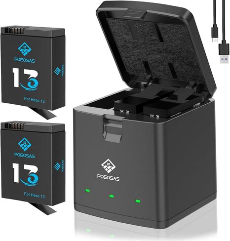 2‑Pack 2100mAh Batteries with Charger for GoPro Hero13 Black in Kuwait