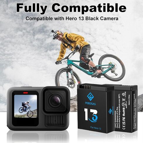 2‑Pack 2100mAh Batteries with Charger for GoPro Hero13 Black in Kuwait