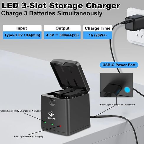 2‑Pack 2100mAh Batteries with Charger for GoPro Hero13 Black in Kuwait