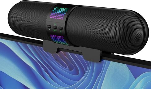 BESTISAN Computer Speaker, 2026 Upgraded with Auto L/R Swap (G-Sensor), Bluetooth 5.3/USB A/C Connection, 6 RGB Light Modes, Gaming Soundbar for PC/Laptop/Desktop, Clamps to Monitor, Easy Controls in Saudi Arabia