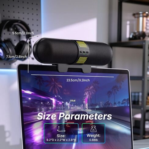 BESTISAN Computer Speaker, 2026 Upgraded with Auto L/R Swap (G-Sensor), Bluetooth 5.3/USB A/C Connection, 6 RGB Light Modes, Gaming Soundbar for PC/Laptop/Desktop, Clamps to Monitor, Easy Controls in Saudi Arabia