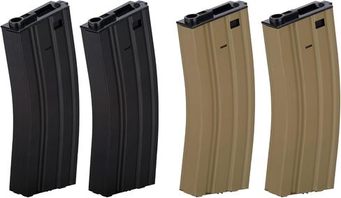 Lancer Tactical Full Metal M4/M16 300 Round High Capacity AEG Airsoft Magazine Clip High Tension Spring Feeds with Winding Wheel (Tan/Black X2) in Kuwait