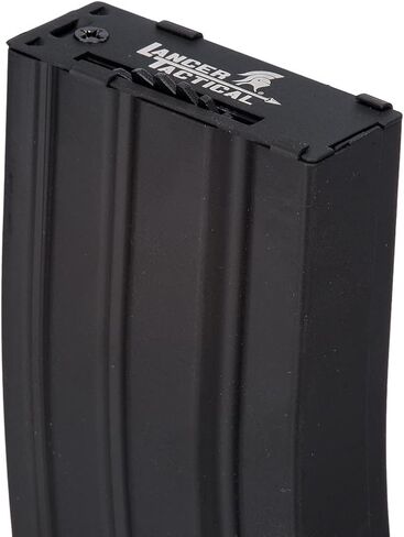 Lancer Tactical Full Metal M4/M16 300 Round High Capacity AEG Airsoft Magazine Clip High Tension Spring Feeds with Winding Wheel (Tan/Black X2) in Kuwait