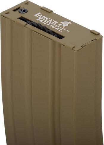 Lancer Tactical Full Metal M4/M16 300 Round High Capacity AEG Airsoft Magazine Clip High Tension Spring Feeds with Winding Wheel (Tan/Black X2) in Kuwait