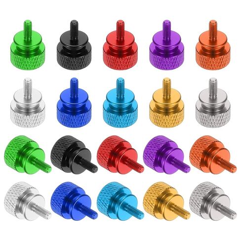 MECCANIXITY 10 Pcs 6#32 Knurled Thumb Screw Computer Case Threaded Hand Tighten Screws Aluminum Alloy for PC Case, Green/Black/Red/Purple/Orange/Silver/Deep Blue/Light Blue/Gold/Gray in Saudi Arabia