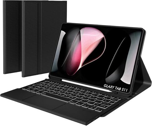 Doohoeek Keyboard for Samsung Galaxy Tab S11 11 inch 2025, Magnetic Detachable Bluetooth Keyboard with 7-Color Backlit, Precision Trackpad & 3-Angle Stand, Premium Twill Cover for Productivity in Saudi Arabia