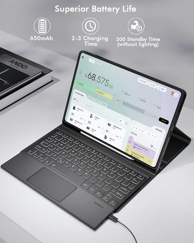 Doohoeek Keyboard for Samsung Galaxy Tab S11 11 inch 2025, Magnetic Detachable Bluetooth Keyboard with 7-Color Backlit, Precision Trackpad & 3-Angle Stand, Premium Twill Cover for Productivity in Saudi Arabia
