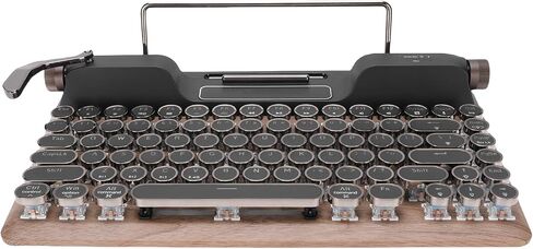 PUSOKEI Retro Typewriter Keyboard, Wireless Mechanical Gaming Keyboard, 84 Keys Bluetooth Vintage Keyboards with RGB Backlight, Punk Round Keycap, Blue Switches, for PC Phone in Saudi Arabia