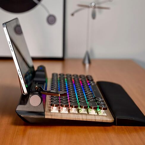PUSOKEI Retro Typewriter Keyboard, Wireless Mechanical Gaming Keyboard, 84 Keys Bluetooth Vintage Keyboards with RGB Backlight, Punk Round Keycap, Blue Switches, for PC Phone in Saudi Arabia