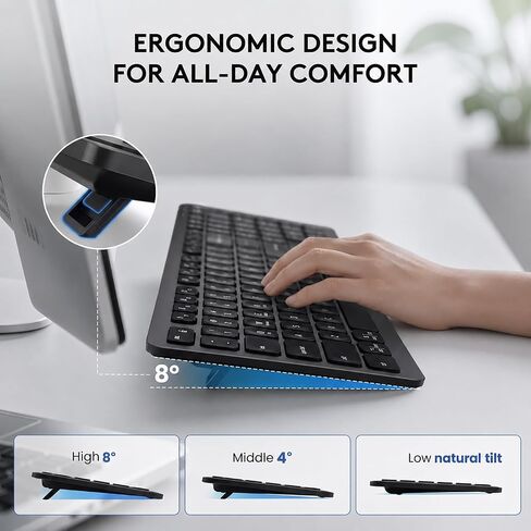 Wireless Bluetooth Keyboard, Full Size Multi-Device Keyboard for PC, Laptop in Saudi Arabia