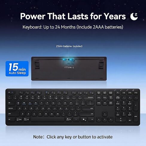 Wireless Bluetooth Keyboard, Full Size Multi-Device Keyboard for PC, Laptop in Saudi Arabia