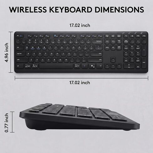 Wireless Bluetooth Keyboard, Full Size Multi-Device Keyboard for PC, Laptop in Saudi Arabia