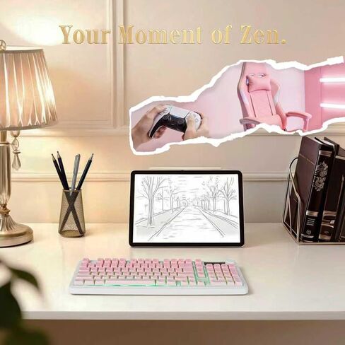 Pink Gradient Wireless LED Keyboard for Women,Cute Gaming Keyboard-Gift in Saudi Arabia