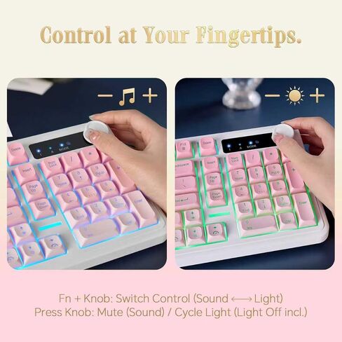 Pink Gradient Wireless LED Keyboard for Women,Cute Gaming Keyboard-Gift in Saudi Arabia
