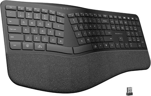 Micropack Split Ergonomic Keyboard Wireless, Multi Device Bluetooth & USB Receiver Connectivity, Rechargeable USB-C Silent Scissor Keys with Palm Support, Compatible with Mac PC Laptop Home Office in Saudi Arabia