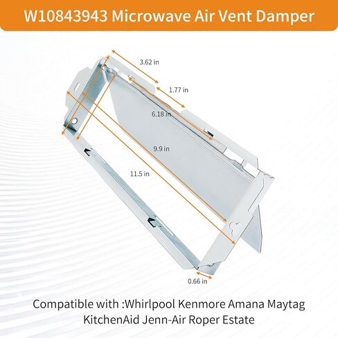 W10843943 Microwave Vent Damper Replacement, Compatible with Whirlpool, Kenmore, KitchenAid, Maytag and More, Replaces W10748710, AP5988876, 8205811, 8205558, PS11728088 in Saudi Arabia