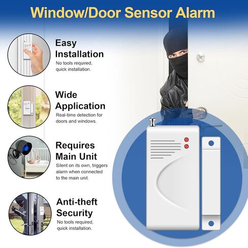 WiFi Alarm Home Security System, Wireless Alarm System with Loud 120dB Motion Sensor Siren, Window Door Alarms Sensor, Remote Control for Shed Garage(SetD) in Kuwait