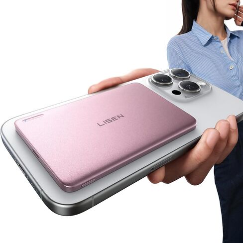 LISEN Ultra Slim MagSafe Power Bank,5000mAh Wireless Slim MagSafe Battery Pack,Magnetic Portable Charger,Magnetic Power Bank for iPhone 17 Pro Max Plus Air/16-12 Series,Gifts for Men Women in Saudi Arabia