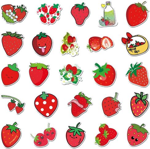 50 PCS Waterproof Cute Red Strawberry Vinyl Stickers Pack in Kuwait