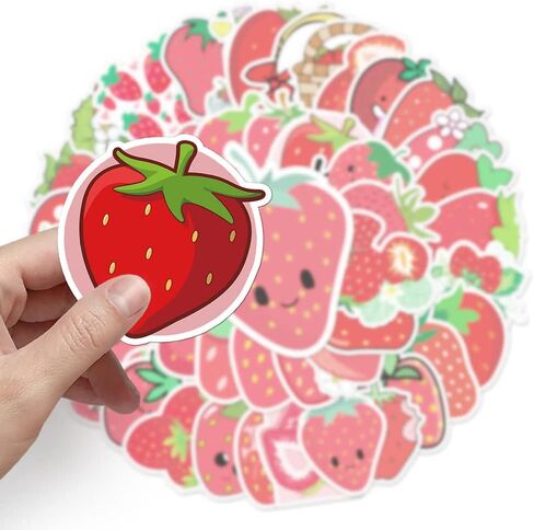 50 PCS Waterproof Cute Red Strawberry Vinyl Stickers Pack in Kuwait