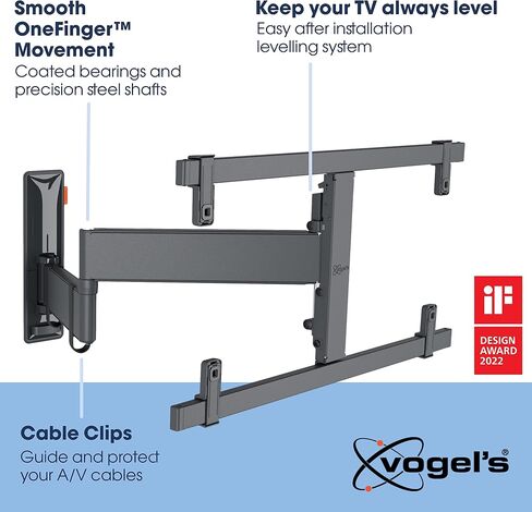 Vogel's TVM 3665 full-motion OLED TV wall bracket for 40-77 inch TVs, Max. 77 lbs (35 kg), Swivels up to 180º, Full-Motion OLED TV wall mount, Max. VESA 600x400, Universal compatibility in Kuwait