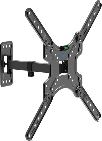 ELG Full-Motion TV Wall Mount for 26–60" TVs, Single-Stud, 10.0" Extension, Tilt +5°/-10°, Swivel 90°, VESA 400×400, 66 lbs, Pre-Assembled, Carbon Steel, Cable Management, MT400AR, Black in Kuwait