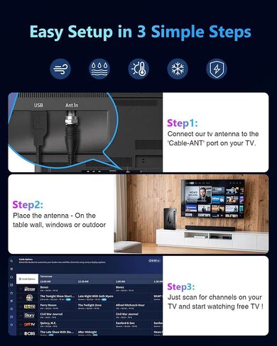 5000+ Miles Range TV Antenna for Smart TV Indoor with Signal Booster in Kuwait