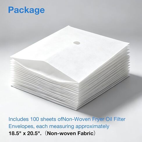 Fryer Filter Paper Envelope Style, 100 Pcs, 18.5 x 20.5 Inch, 1.5 Inch Hole, Deep Fryer Cooking Oil Filter, for Commercial Cafes, Hotels, Restaurants in Saudi Arabia