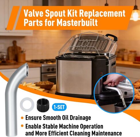 Valve Spout Kit Replacement Parts Compatible with Masterbuilt 10 Liter XL Electric Fryer MB20012420 MB20010326, Including Oil Drain Valve Spout, Sealing and Protective Cap, Ensure Smooth Oil Drainage in Kuwait