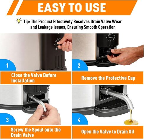 Valve Spout Kit Replacement Parts Compatible with Masterbuilt 10 Liter XL Electric Fryer MB20012420 MB20010326, Including Oil Drain Valve Spout, Sealing and Protective Cap, Ensure Smooth Oil Drainage in Kuwait