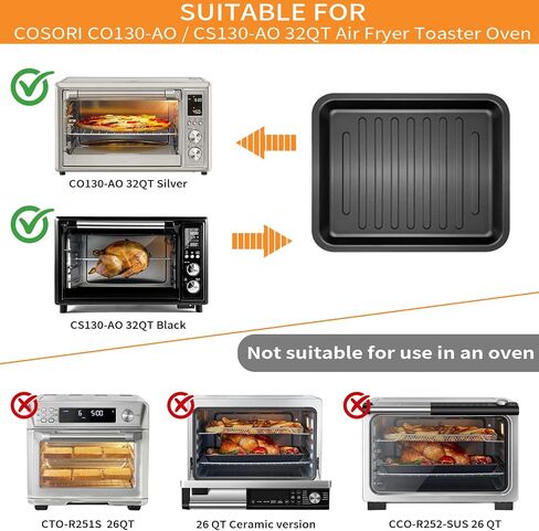 Air Fryer Toaster Oven Accessories for COSORI Air Fryer Toaster Oven 32Qt 12 in 1 CO130-AO 13 in 1 CS130-CFH CS130-AO, Air Fryer Replacement Parts Rack Grill Pan Grill Plate Crisper Plate Tray in Kuwait