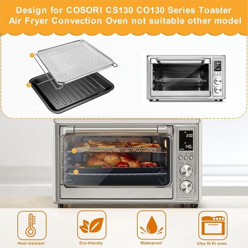 Air Fryer Toaster Oven Accessories for COSORI Air Fryer Toaster Oven 32Qt 12 in 1 CO130-AO 13 in 1 CS130-CFH CS130-AO, Air Fryer Replacement Parts Rack Grill Pan Grill Plate Crisper Plate Tray in Kuwait