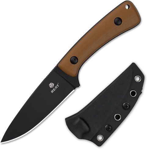REAT Fixed Blade Knife with Kydex Sheath, 3.75" D2 Steel Blade,Ergonomic G10 Handle, EDC Sharp Hunting Knife, Skinning Knife for Camping Survival Tactical Hiking,Gifts for Men,Women in Kuwait