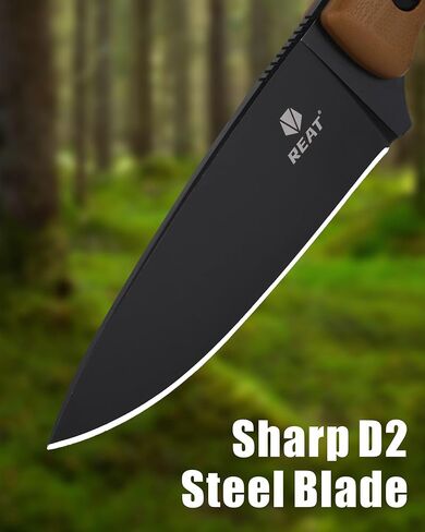 REAT Fixed Blade Knife with Kydex Sheath, 3.75" D2 Steel Blade,Ergonomic G10 Handle, EDC Sharp Hunting Knife, Skinning Knife for Camping Survival Tactical Hiking,Gifts for Men,Women in Kuwait